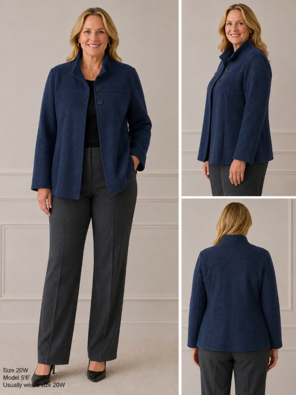 Coldwater Creek 20-22 Navy Blue Textured Jacket Plus Size